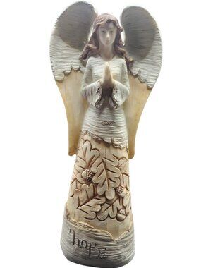 Young’s Inc. Hope Praying Angel Figurine Oak Leaves Acorns Rustic Décor 7.5